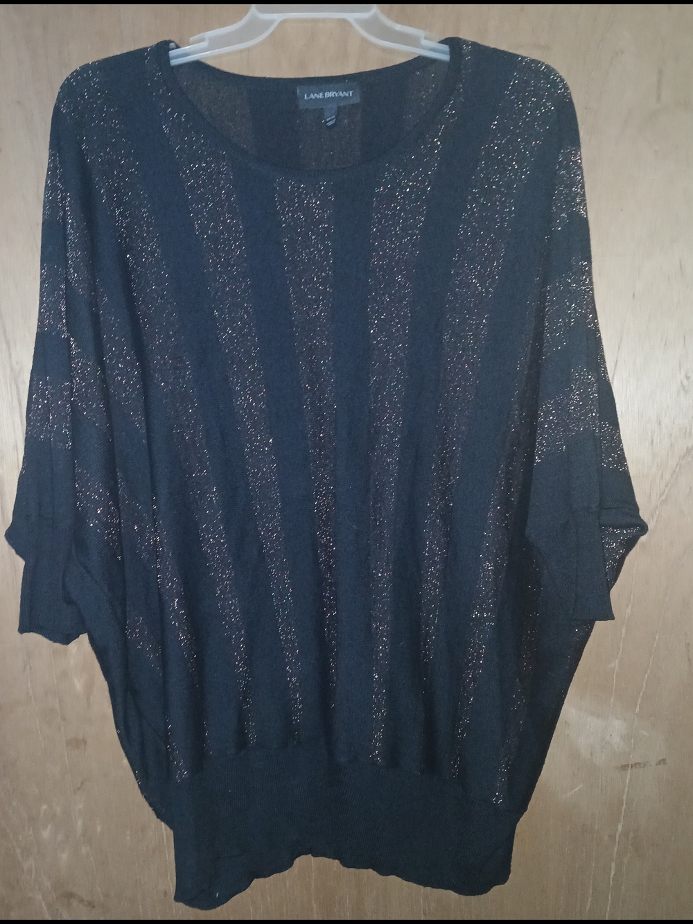 Lane Bryant Black Sweater with Metallic Stripe Accents